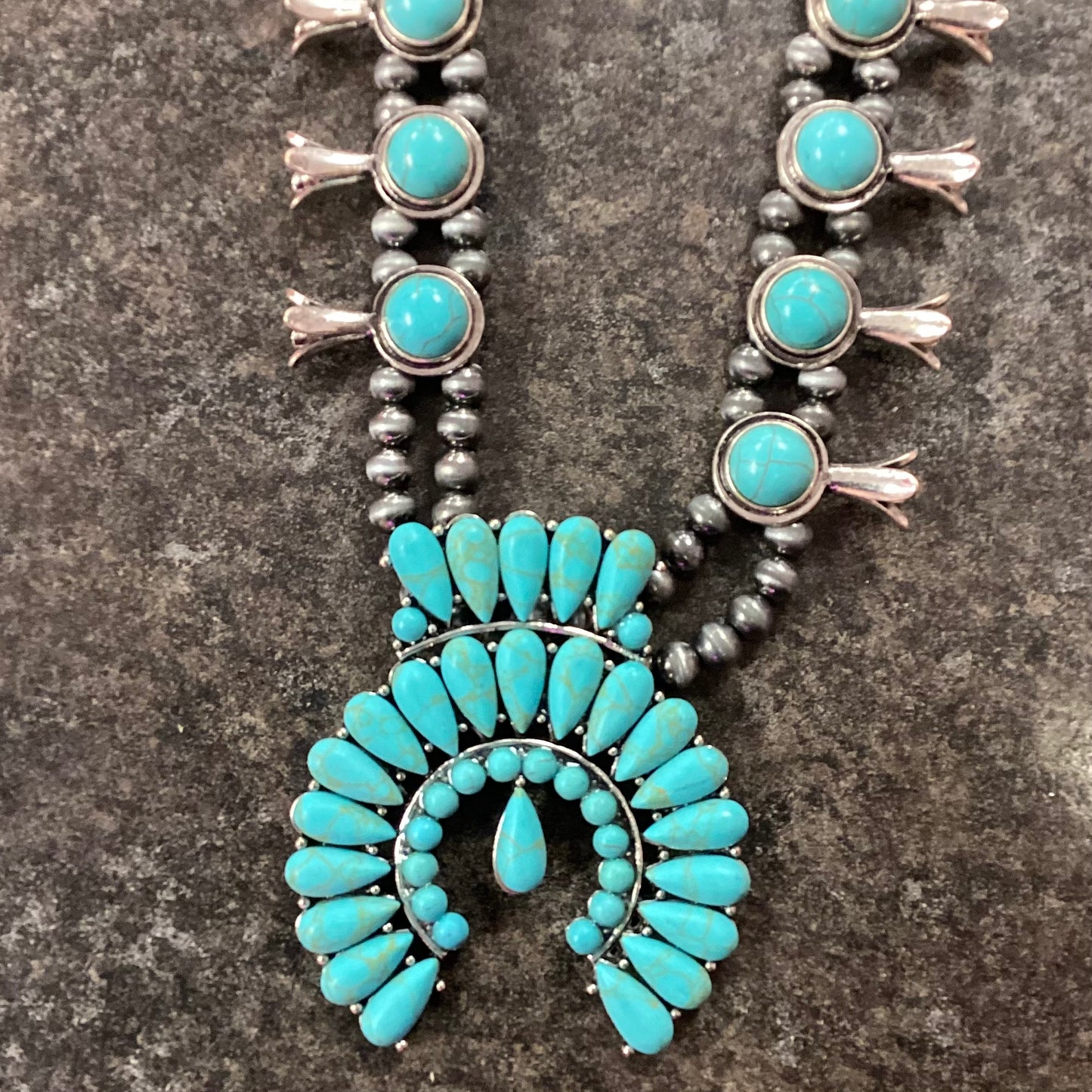 Turquoise Squash Blossom Necklace