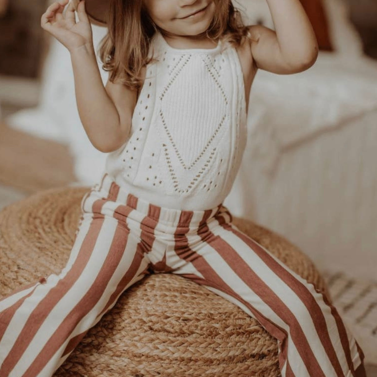 Girls White Crochet Bodysuit