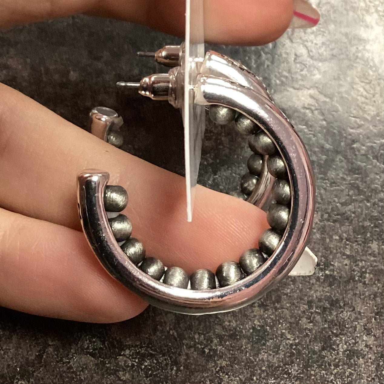 Silver Pearl Hoops