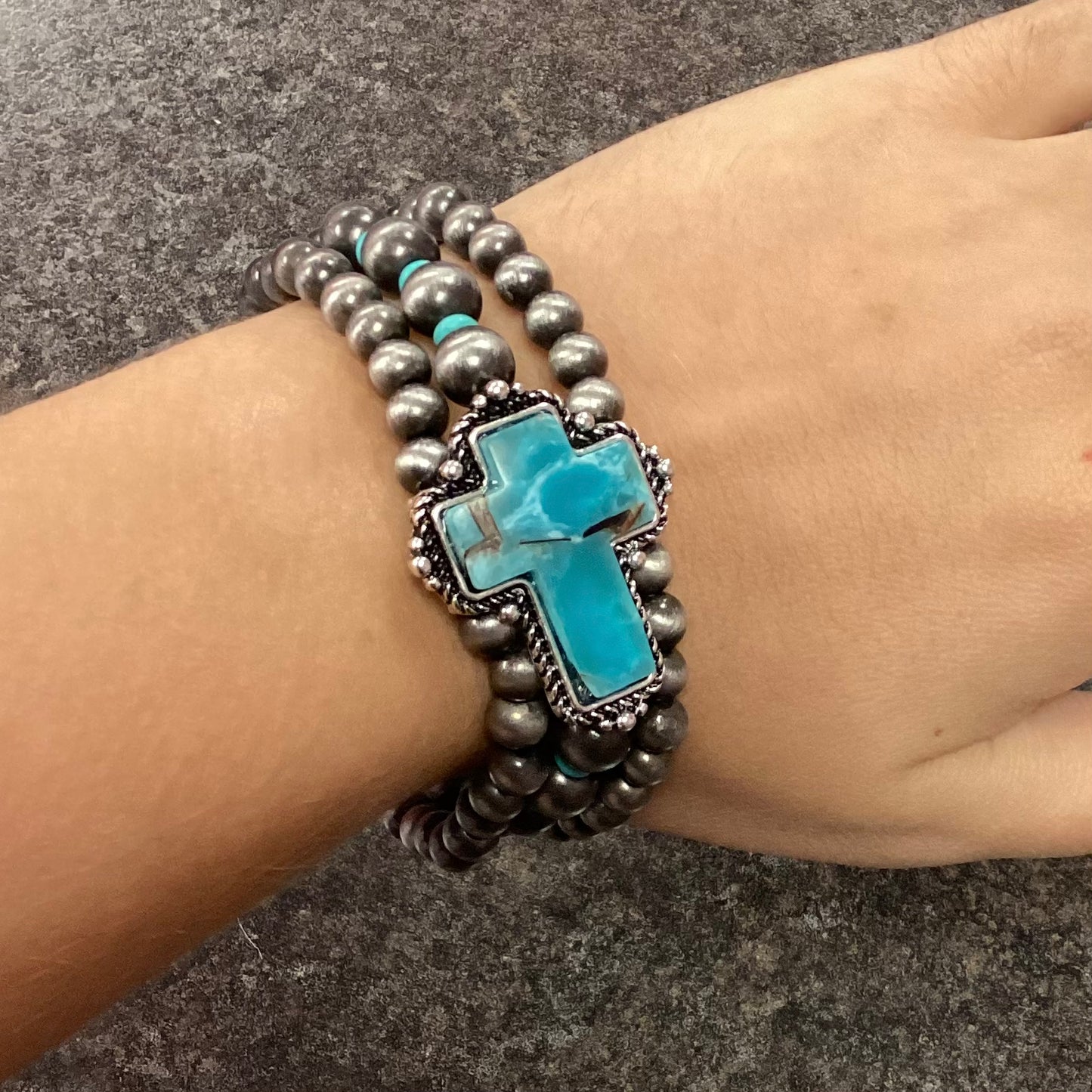 Turquoise Cross Bracelet