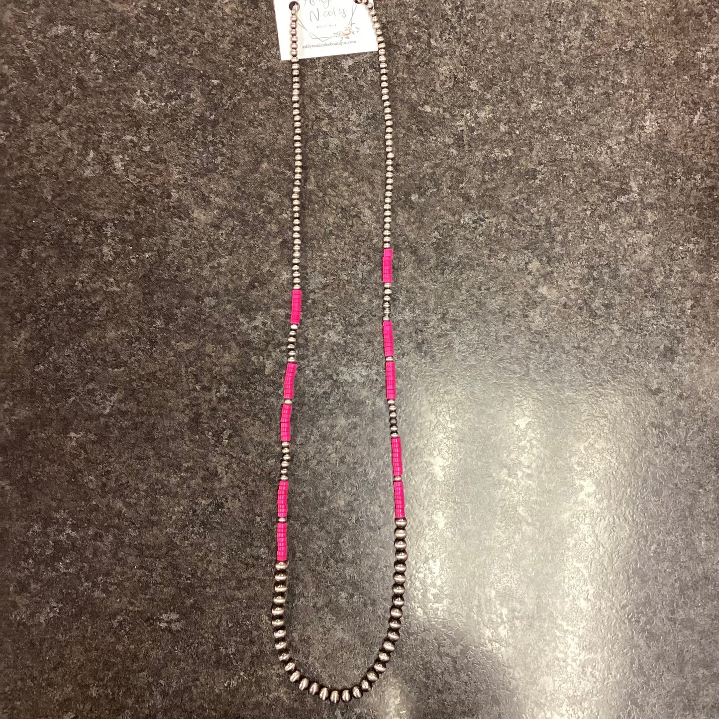Fuchsia Beaded Necklace