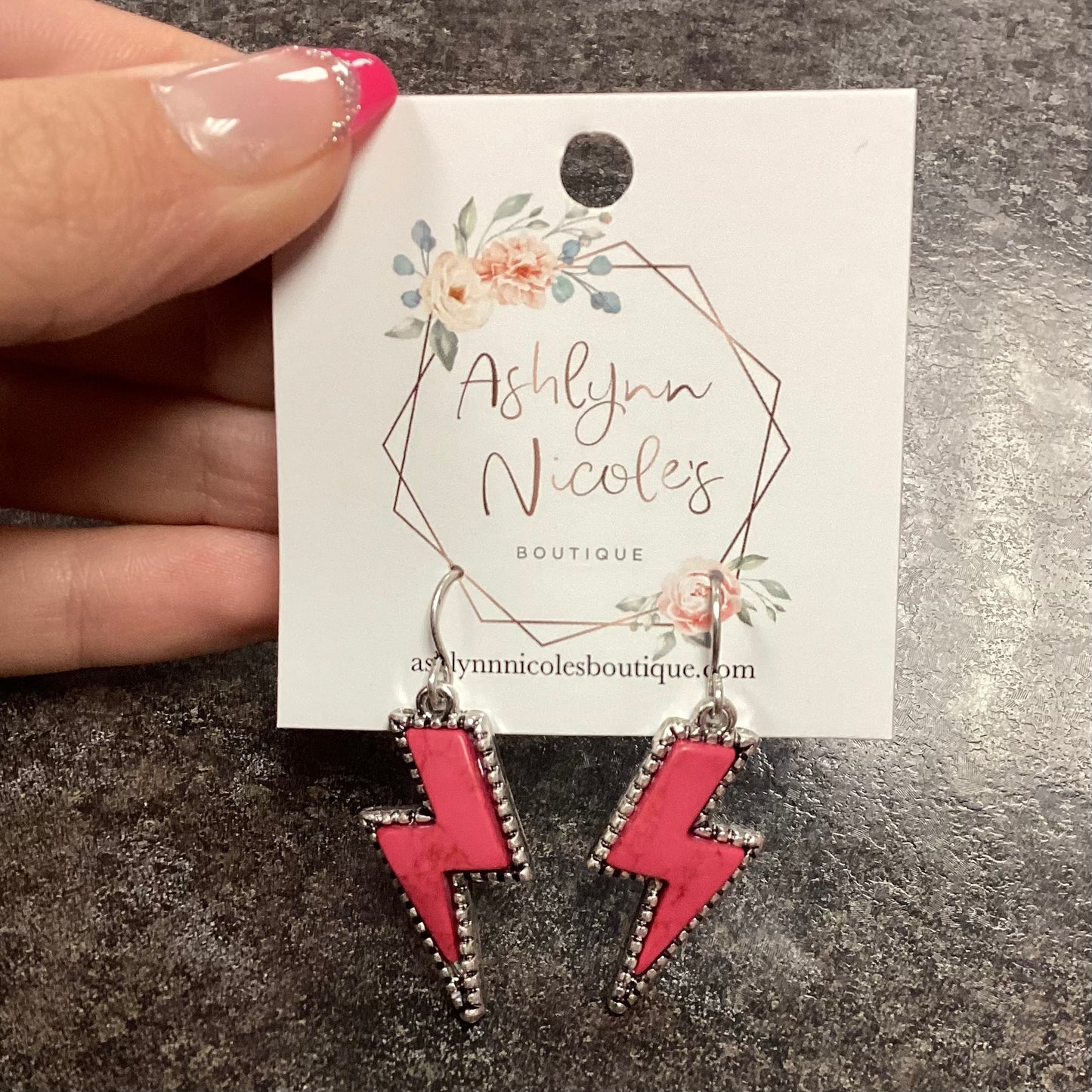 Fuchsia Lightning Bolt Earrings