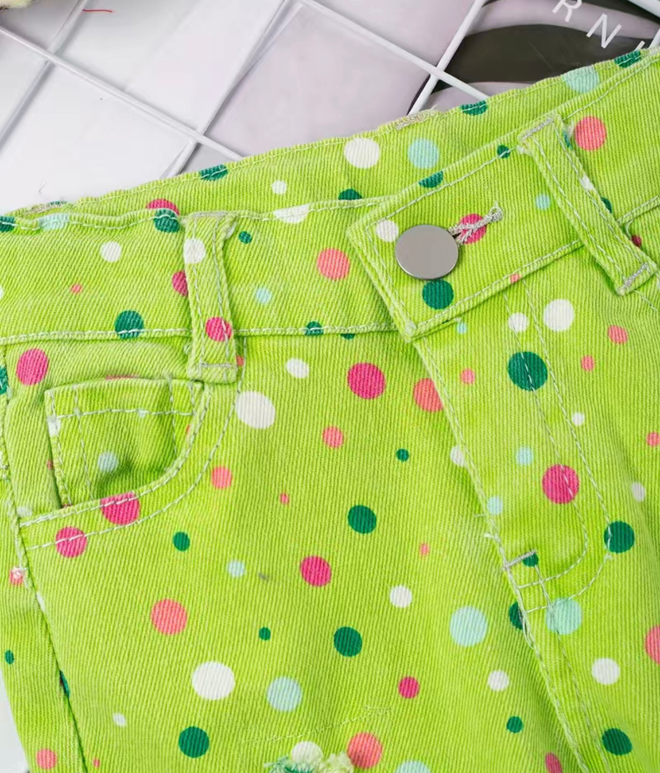 Infant Polka Dot Ripped Flare Jeans