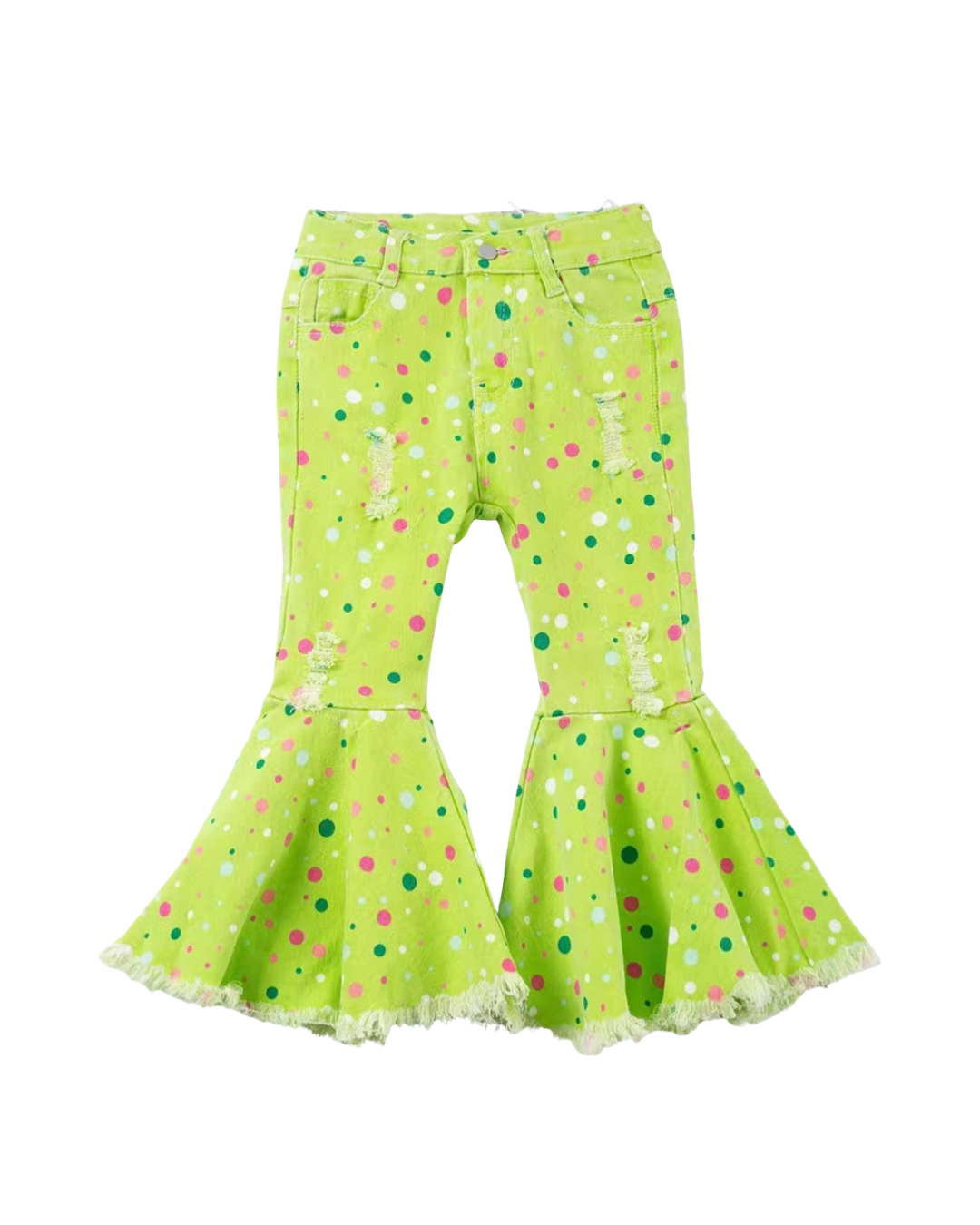 Infant Polka Dot Ripped Flare Jeans