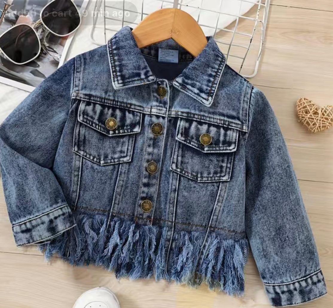 Kids Denim Fringe Jacket