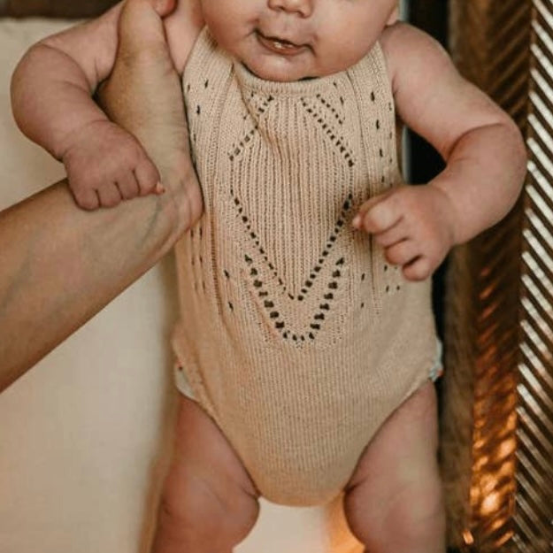 Infant Cream Crochet Onesie