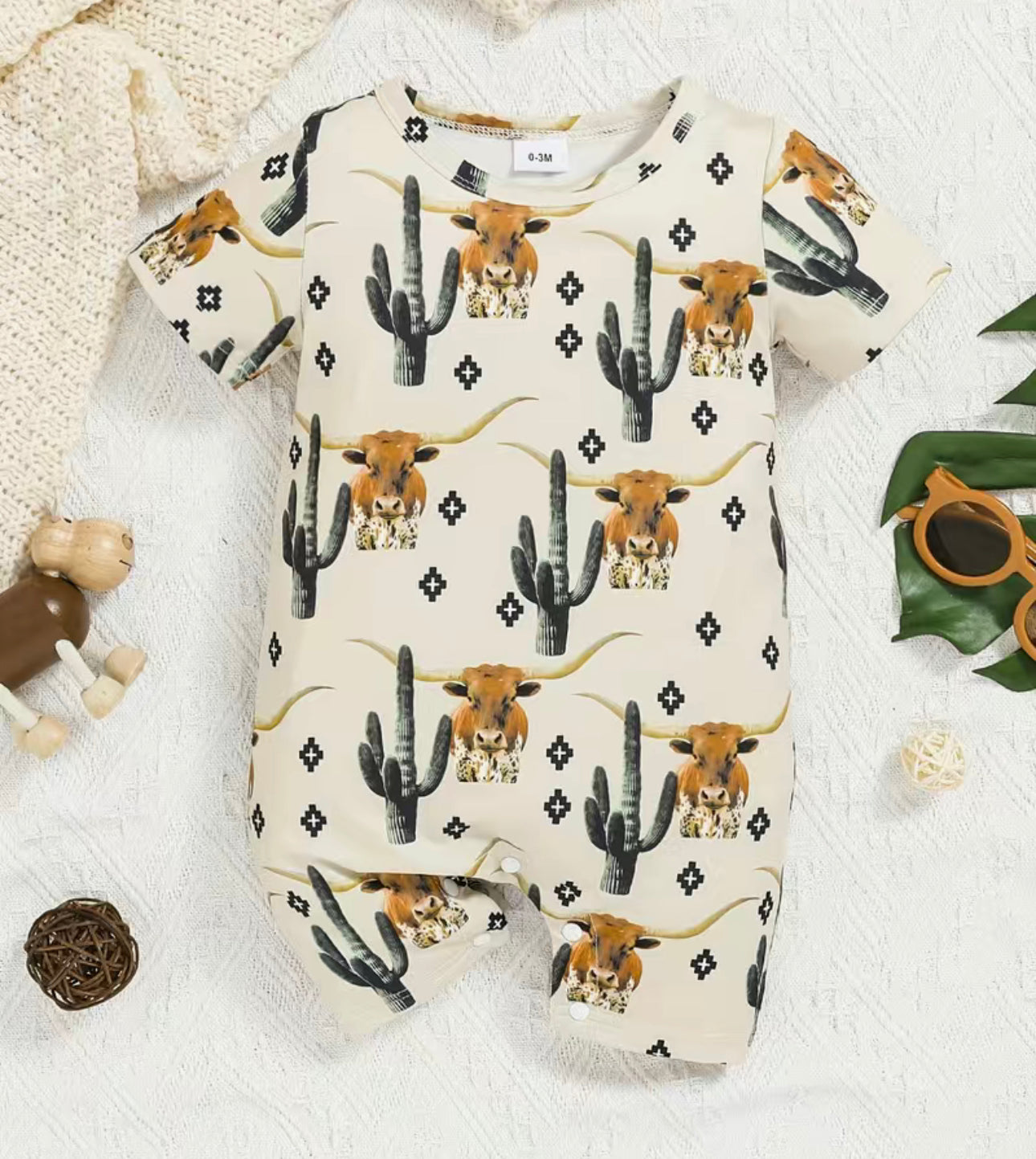Boys Bull Cactus Romper