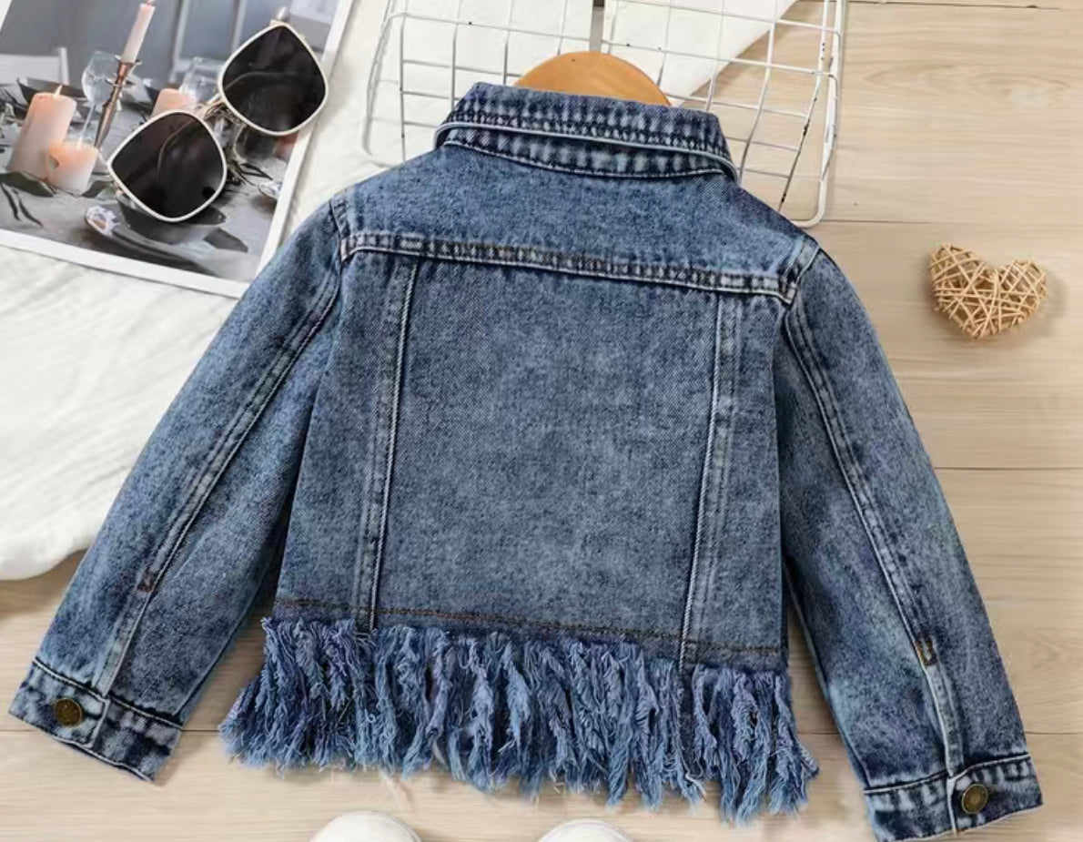 Kids Denim Fringe Jacket