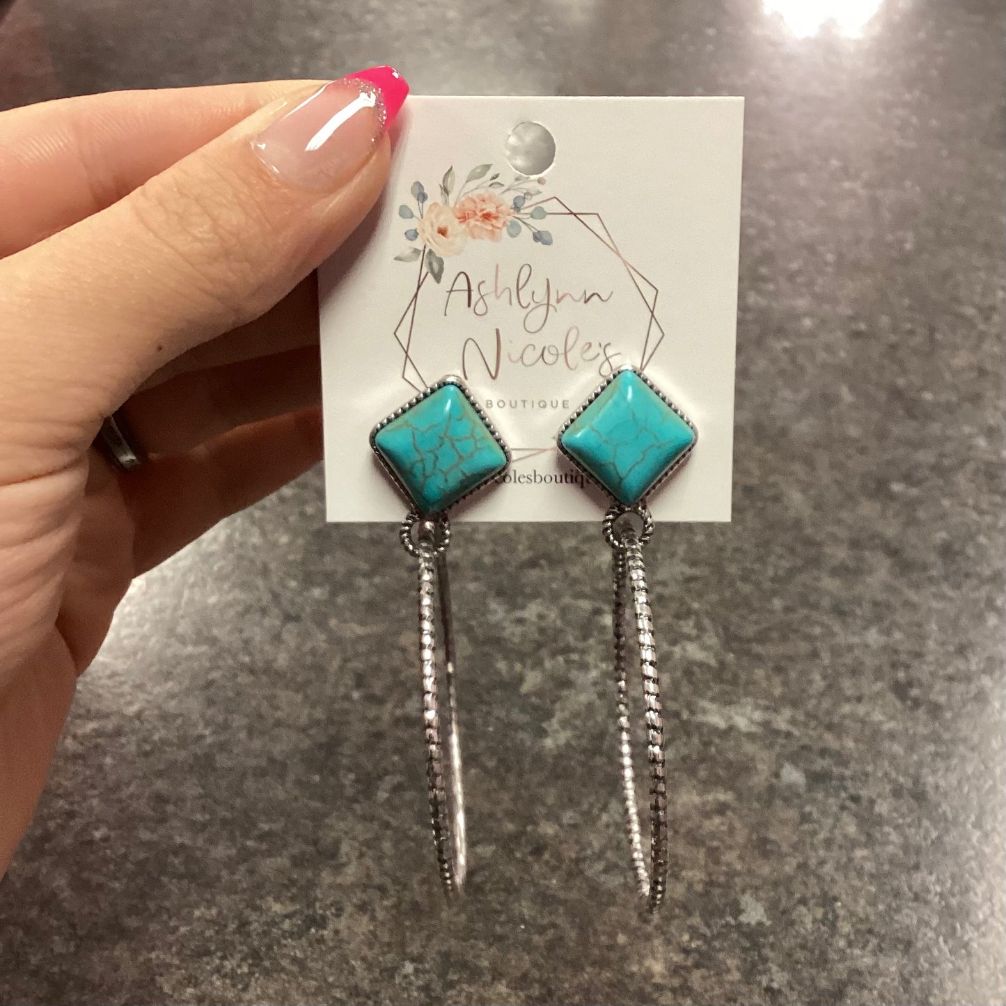 Turquoise Stone Hoops