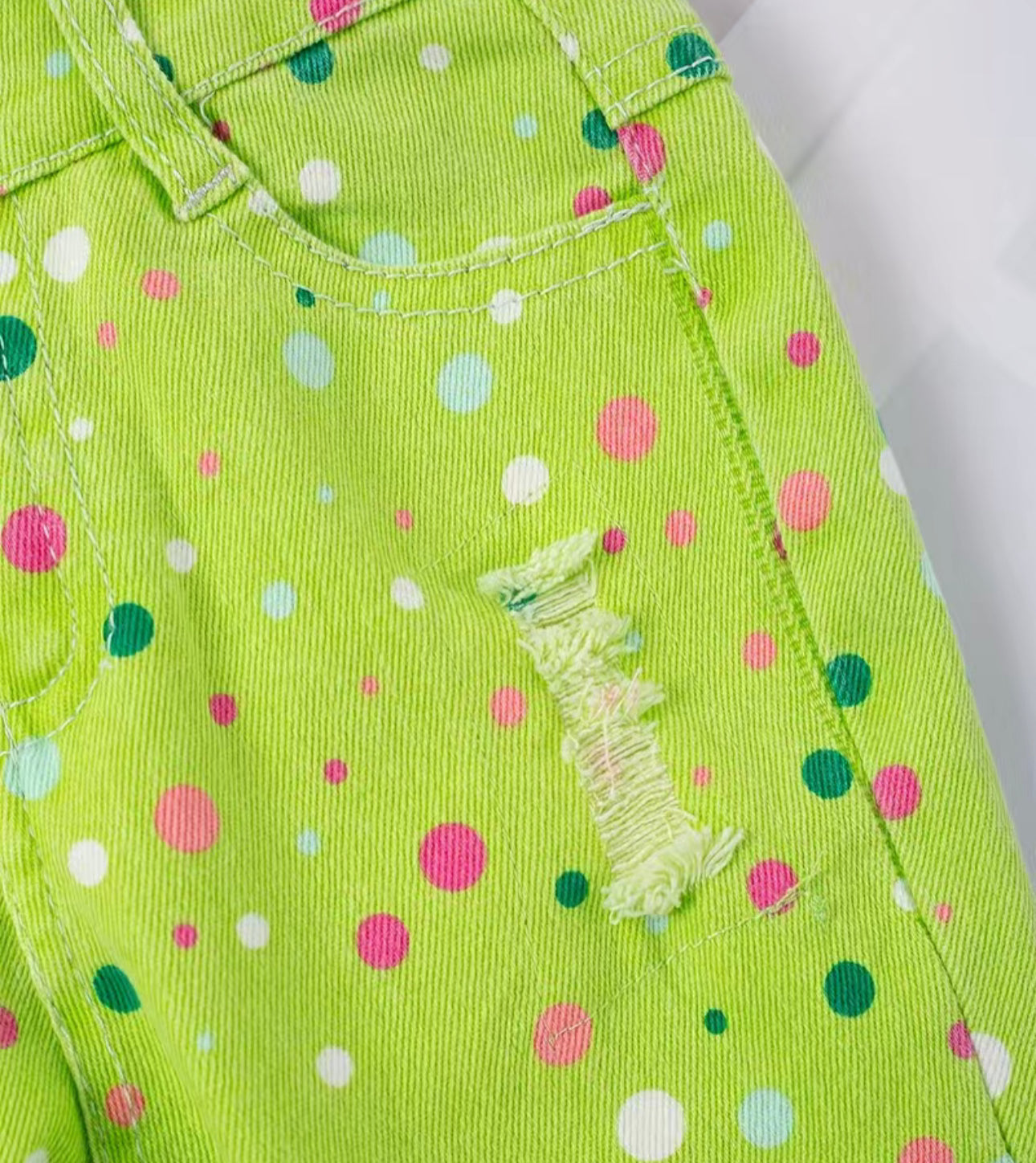Polka Dot Ripped Flare Jeans