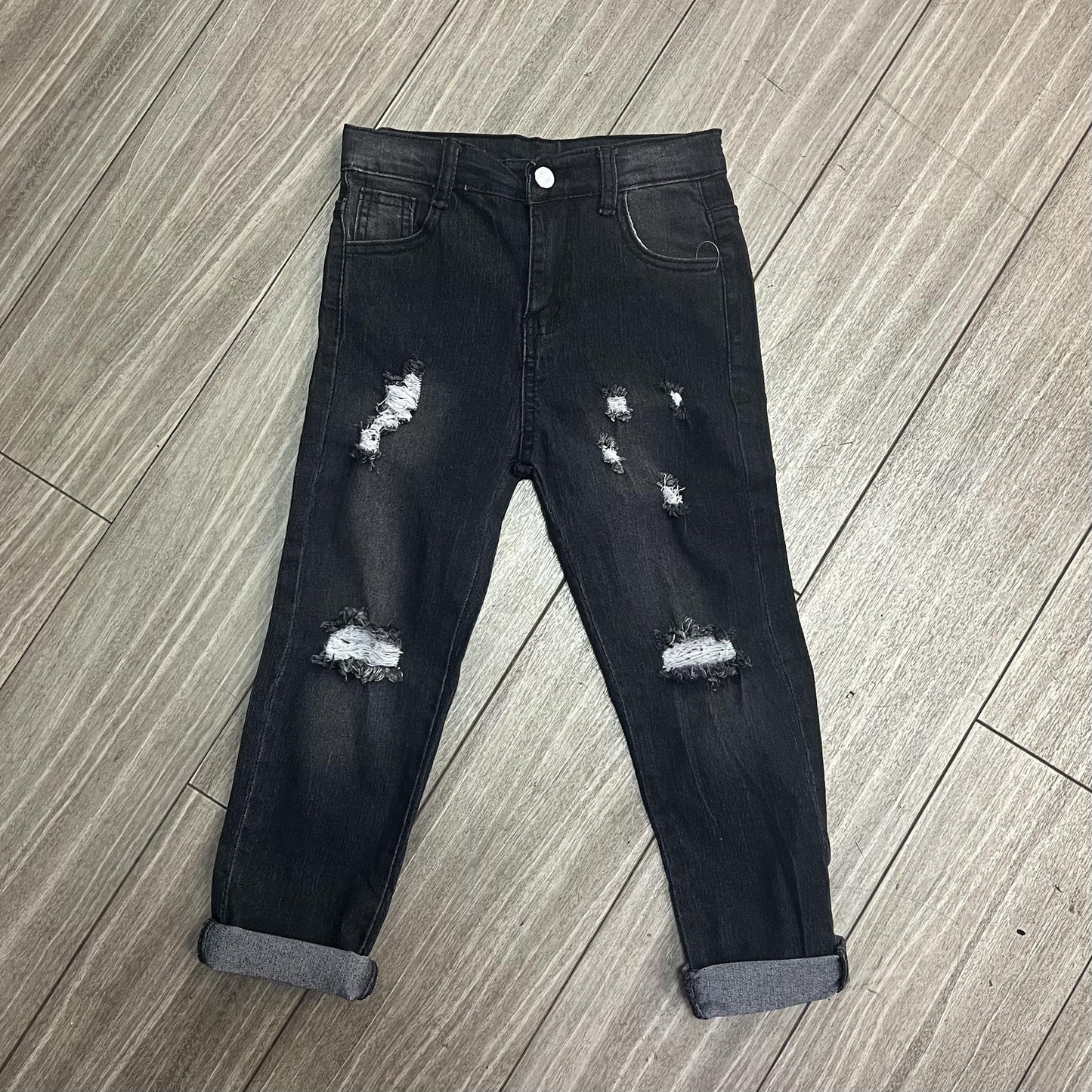 Infant Black Distressed Denim Jean