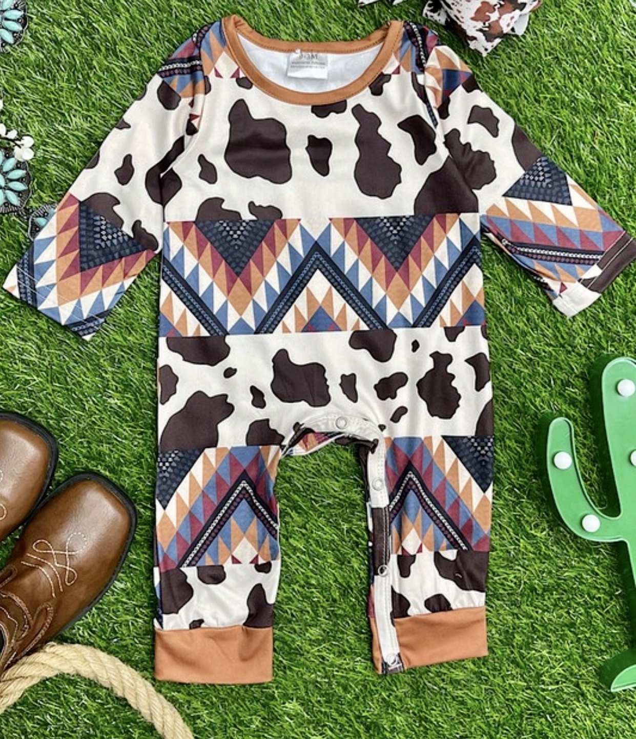 Infant Aztec & Cow Print Onesie