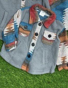 Infant Rust Aztec Grey Sherpa Jacket