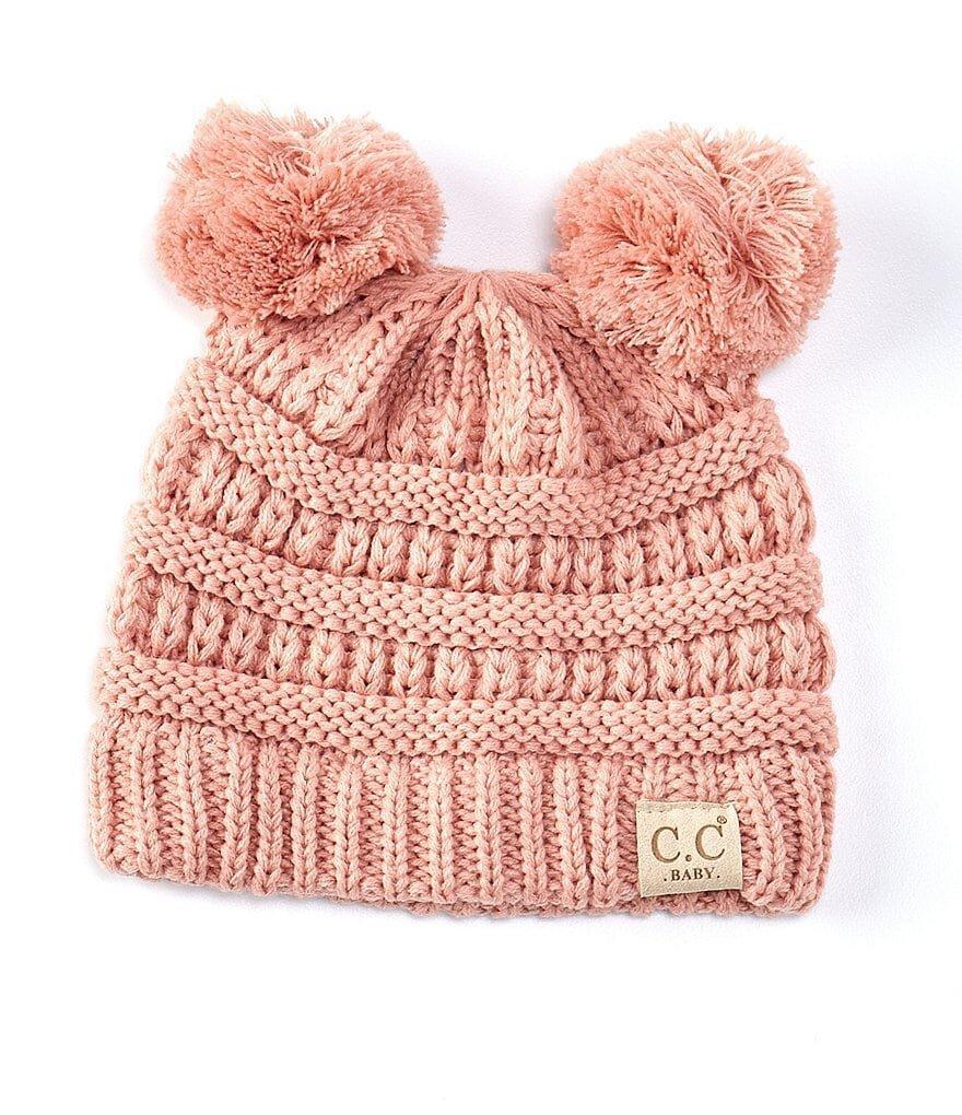 Infant C.C. Blush Pink Double Pom Beanie
