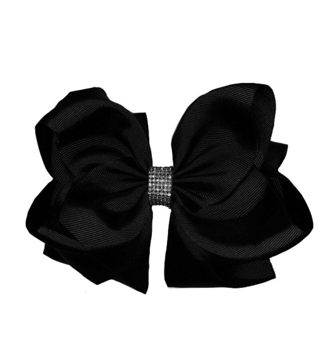 Kids Black Rhinestone Bow