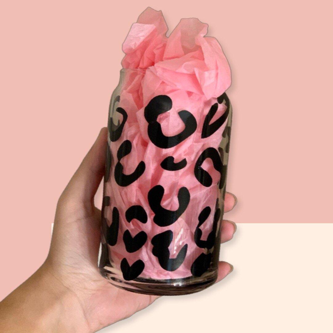 Black Leopard Glass Can