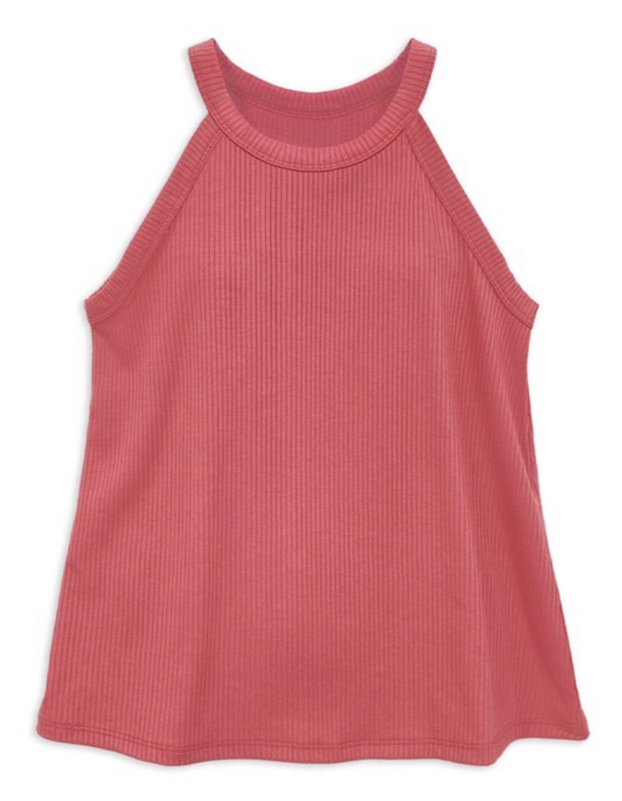 Girls Ribbed Tank Top-Dark Blush Pink