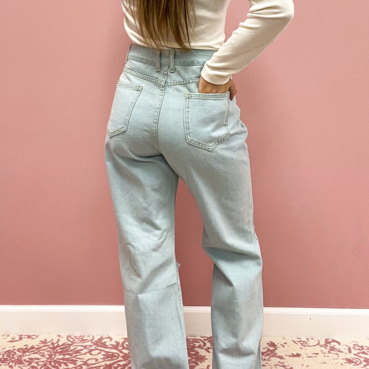 Light Wash Straight Leg Jeans