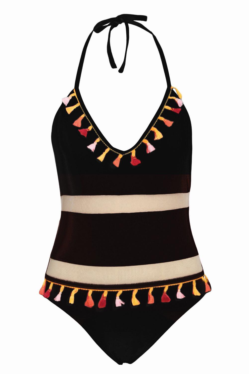 Bohemian Tassel One Piece Swimsuit