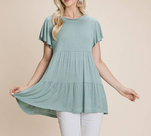 Sage Ruffle Tunic Top