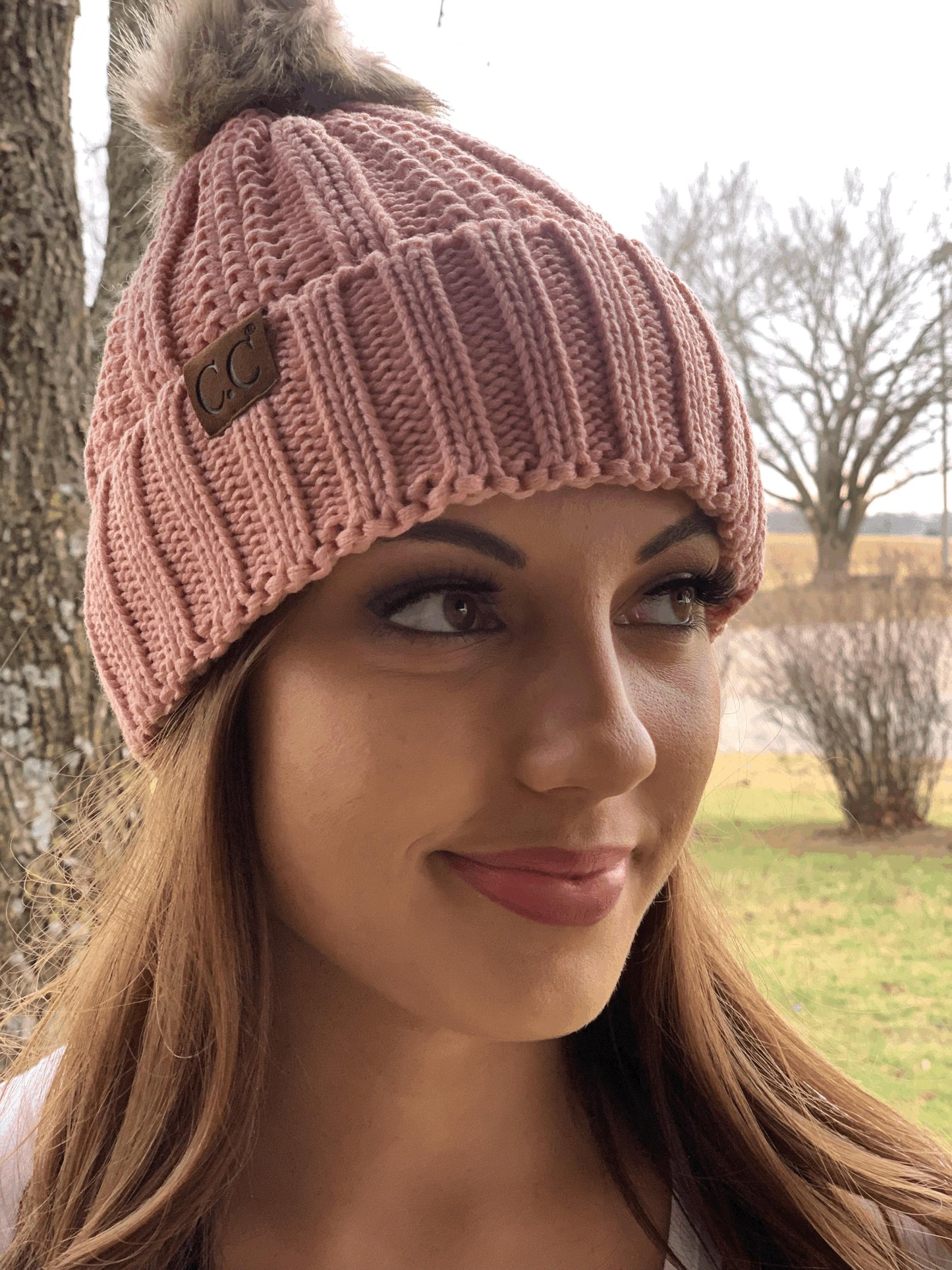 Pink PomPom Beanie