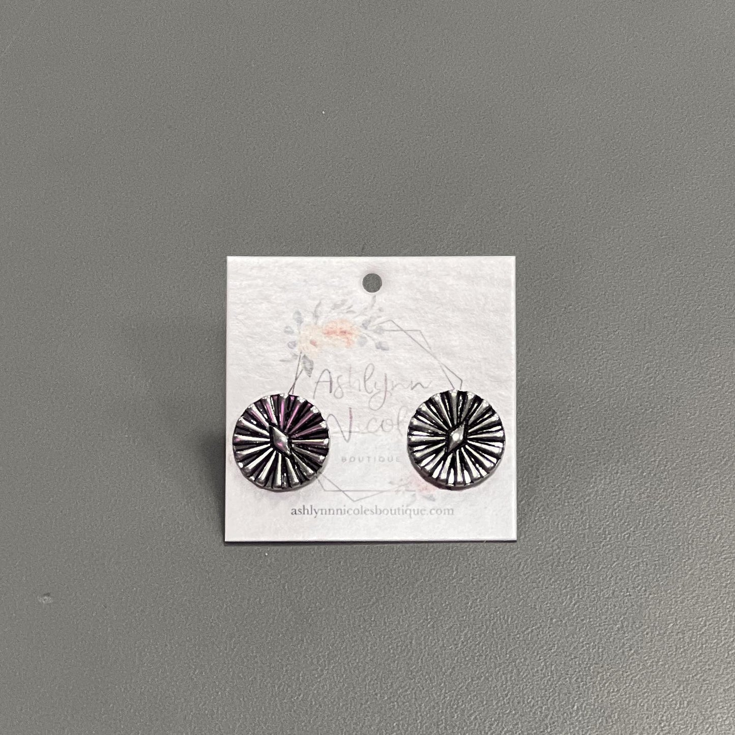 Round Silver Textured Earrings
