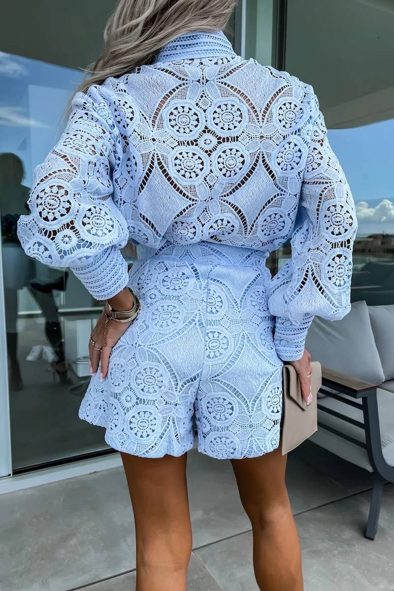 Blue Lace Short Set