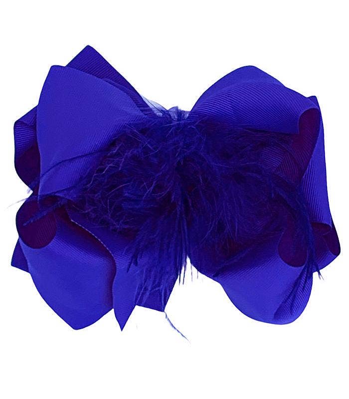 Electric Blue Feather Hair Bow