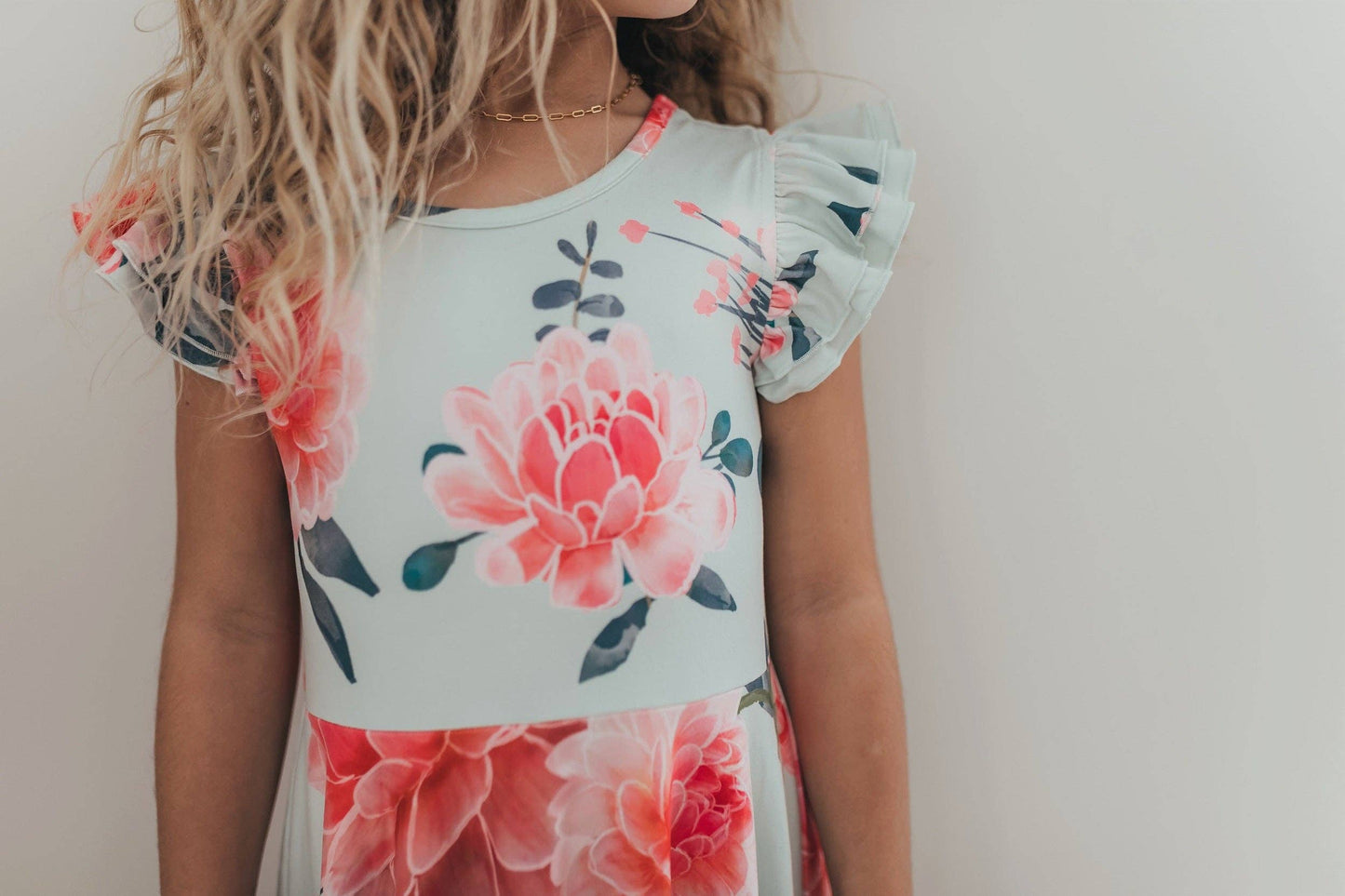Girls Mint & Pink Flutter Ruffles Dress