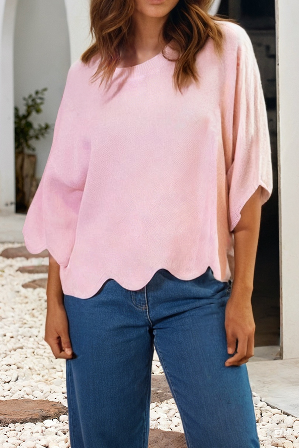 Scalloped Hem Top
