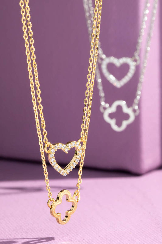 Heart and Clover Layered Necklace