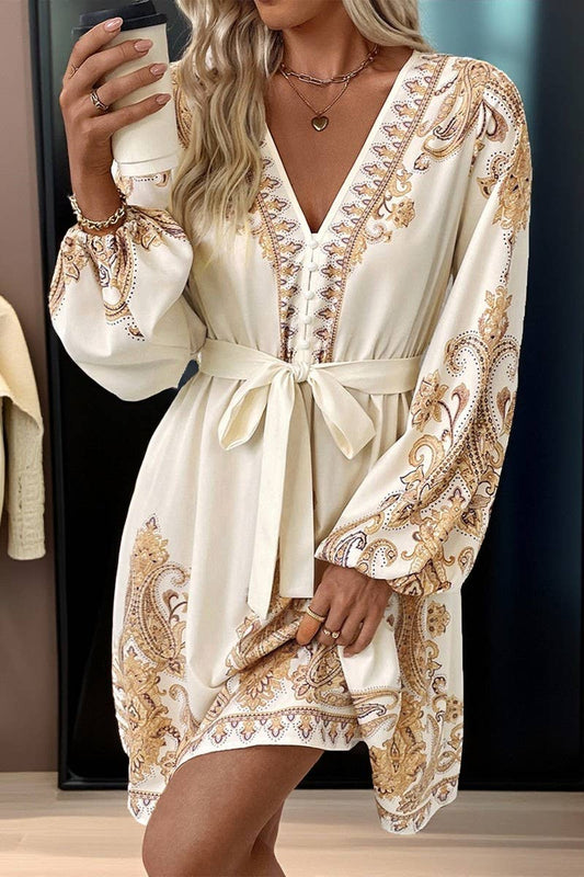 PAISLEY LONG SLEEVE DRESS