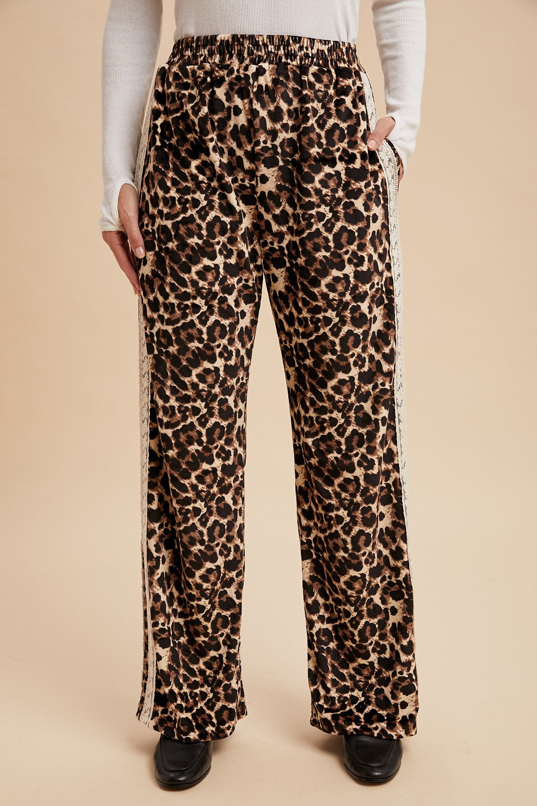 Straight Leg Lace and Cheetah Pants
