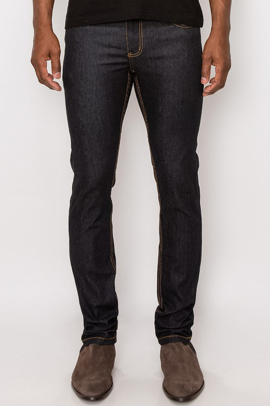 Skinny Fit Raw Denim Jeans-Black