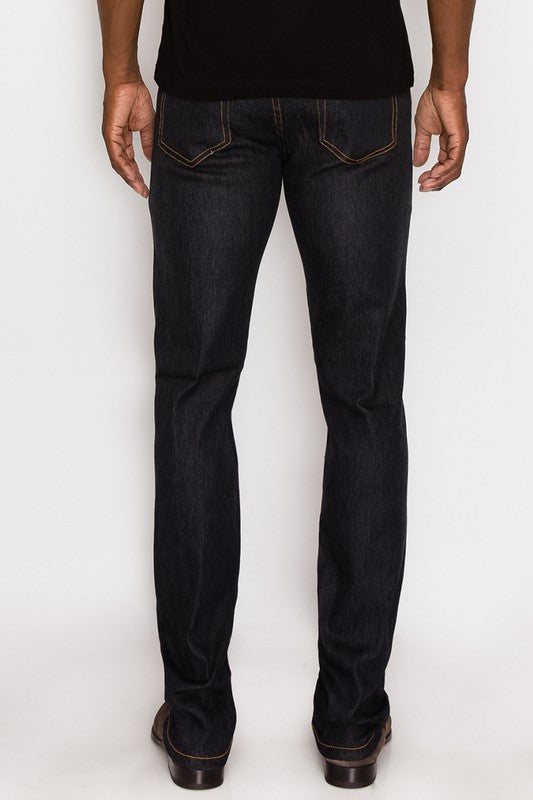 Skinny Fit Raw Denim Jeans-Black