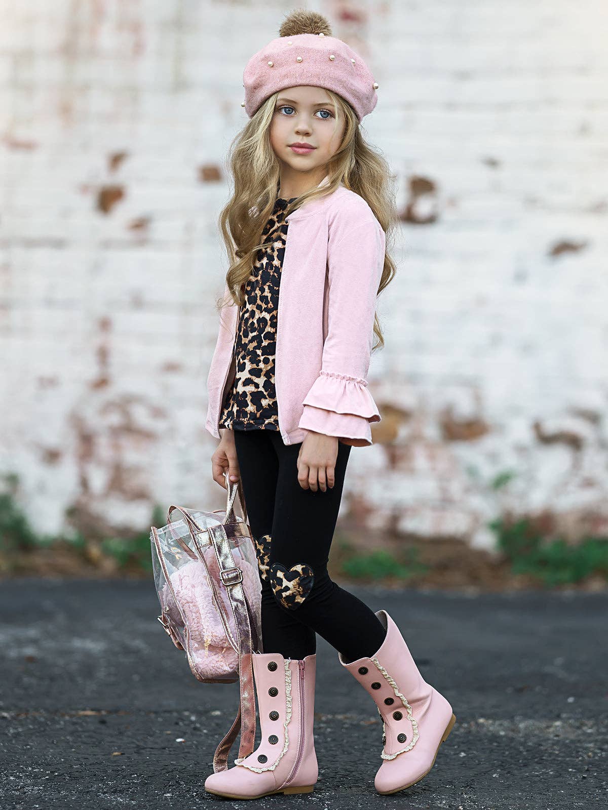 Girls Pink Leopard 3pc Set