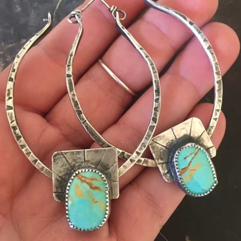 Stone Hoop Earrings