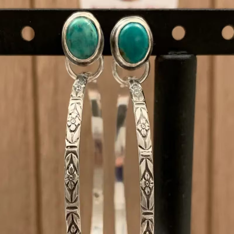 Stone Hoop Earrings