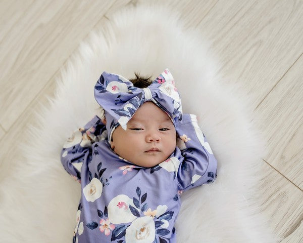 Infant Lavender Gown And Bow Headband