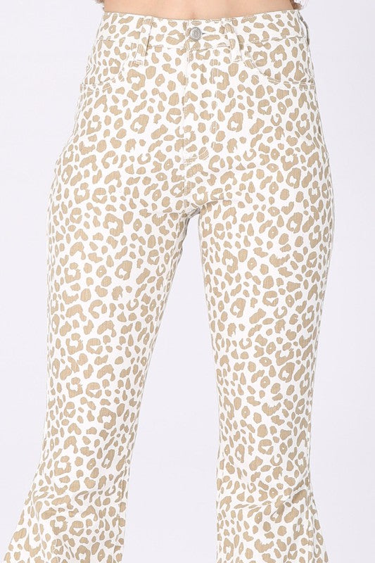 Boho Leopard Print Bellbottom Jeans