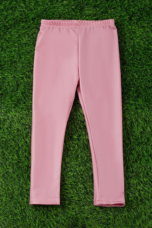 Girls Pink Faux Leather Leggings
