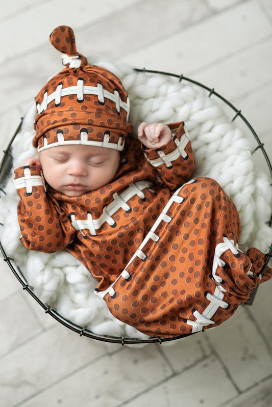 Infant Football Baby Gown Hat Set 0-3mo