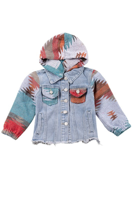 Kids Aztec and Hood Denim Jacket
