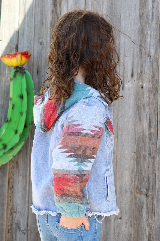 Kids Aztec and Hood Denim Jacket