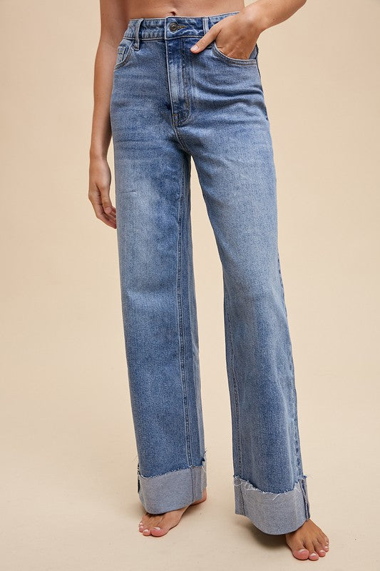 90's Cuffed Straight Jeans