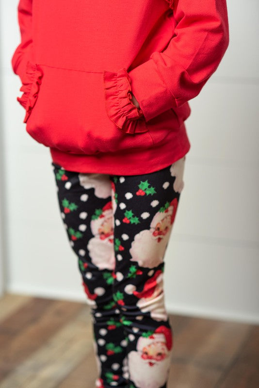Girls Red Ruffle Hoodie Santa Set