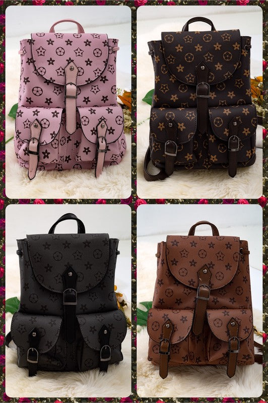 PU Backpack Inspired Print