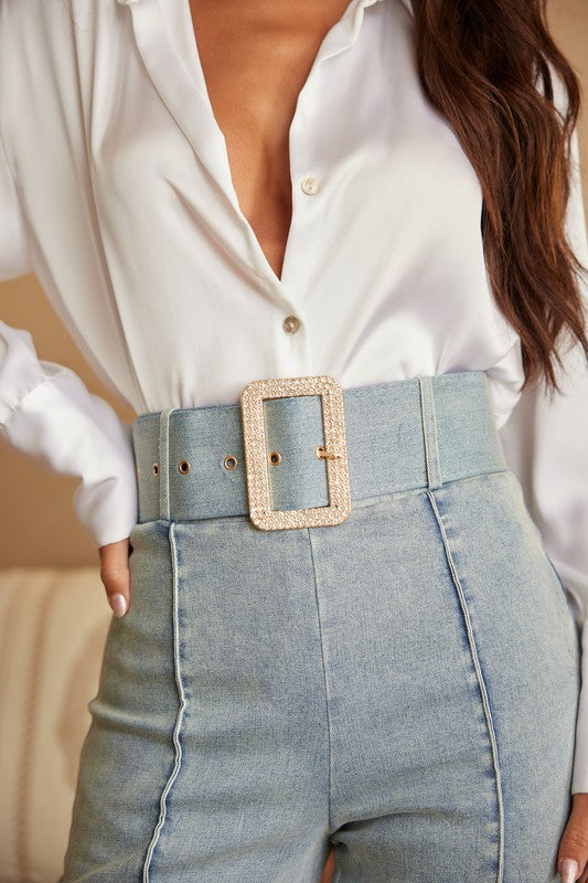 High Waist Denim Stretch Pants