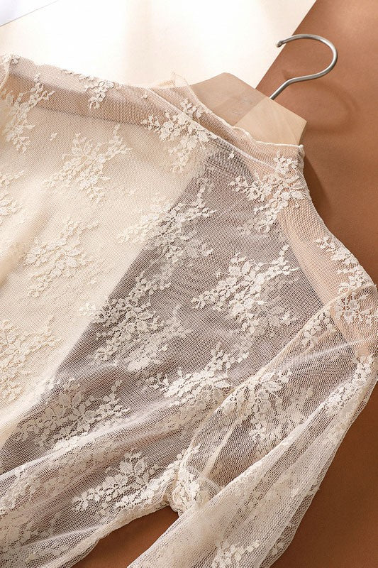 Sheer Lace Long Sleeve Top