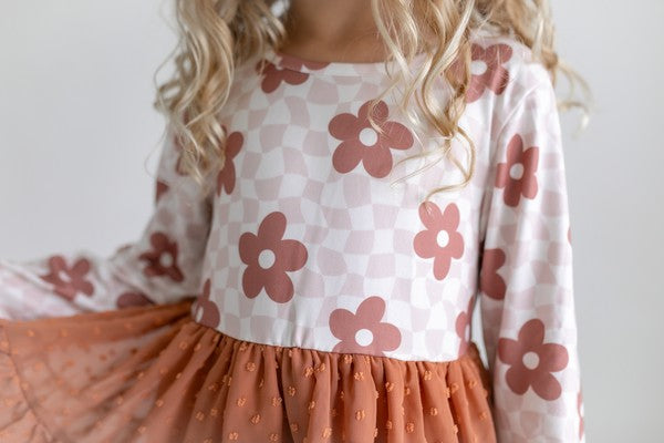 Kids Check Swiss Dot Tulle Dress